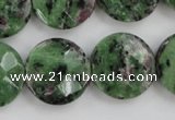 CRZ716 15 inches 20mm faceted coin ruby zoisite gemstone beads