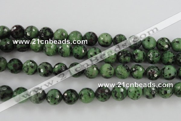 CRZ733 15.5 inches 12mm faceted round ruby zoisite gemstone beads