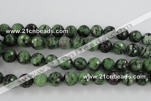 CRZ734 15.5 inches 14mm faceted round ruby zoisite gemstone beads