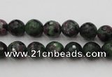 CRZ740 15.5 inches 9mm faceted round ruby zoisite gemstone beads