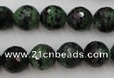 CRZ742 15.5 inches 13mm faceted round ruby zoisite gemstone beads