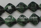 CRZ75 15.5 inches 14*14mm faceted diamond ruby zoisite gemstone beads