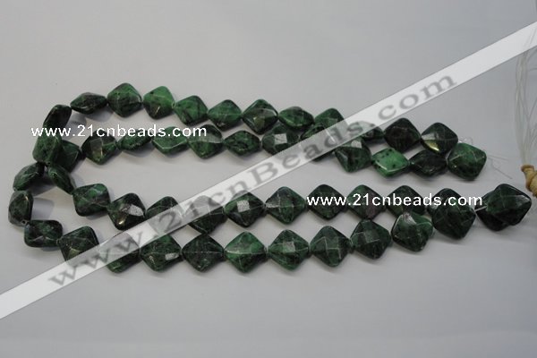 CRZ75 15.5 inches 14*14mm faceted diamond ruby zoisite gemstone beads