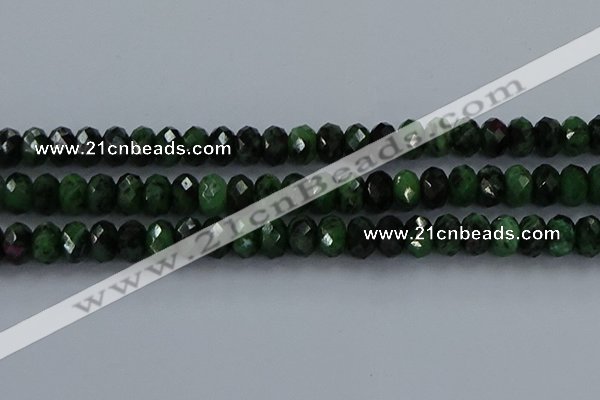 CRZ755 15.5 inches 6*10mm faceted rondelle ruby zoisite beads