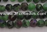 CRZ761 15.5 inches 6mm faceted nuggets ruby zoisite gemstone beads