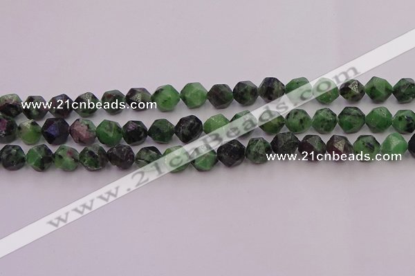 CRZ763 15.5 inches 10mm faceted nuggets ruby zoisite gemstone beads