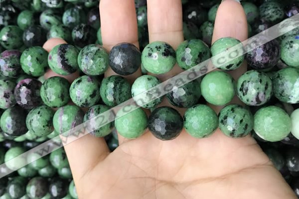 CRZ778 15.5 inches 14mm faceted round ruby zoisite beads