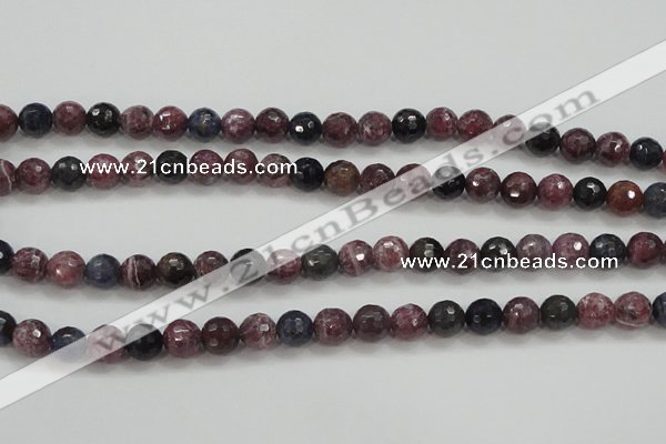 CRZ806 15.5 inches 8mm faceted round natural ruby sapphire beads