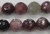 CRZ808 15.5 inches 12mm faceted round natural ruby sapphire beads