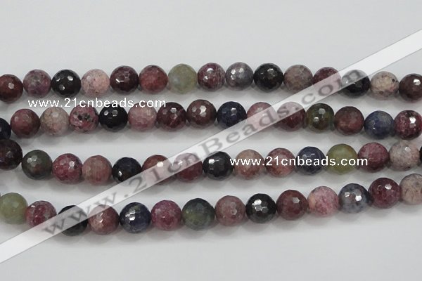 CRZ808 15.5 inches 12mm faceted round natural ruby sapphire beads