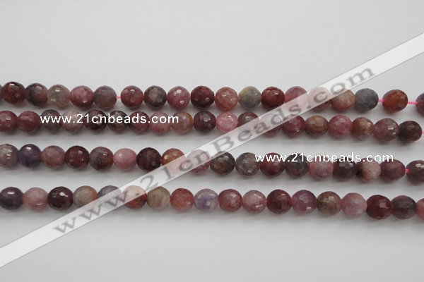 CRZ851 15.5 inches 7mm faceted round natural ruby gemstone beads