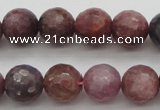 CRZ852 15.5 inches 8mm faceted round natural ruby gemstone beads