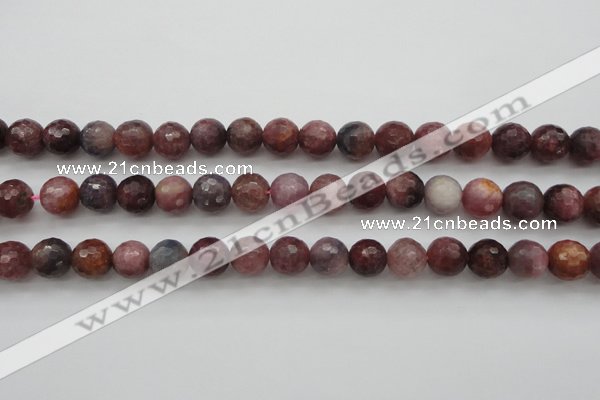 CRZ852 15.5 inches 8mm faceted round natural ruby gemstone beads
