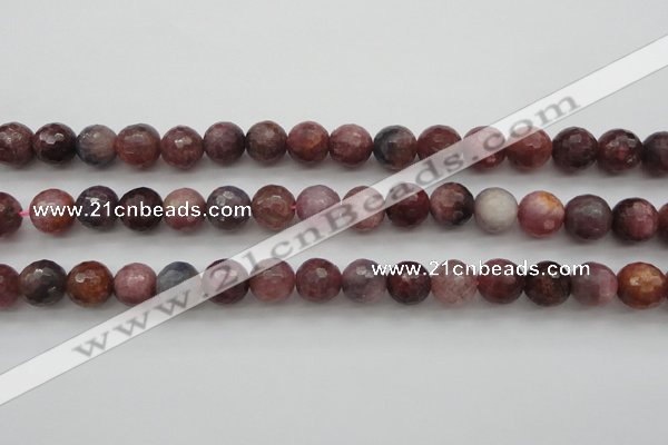 CRZ853 15.5 inches 9mm faceted round natural ruby gemstone beads