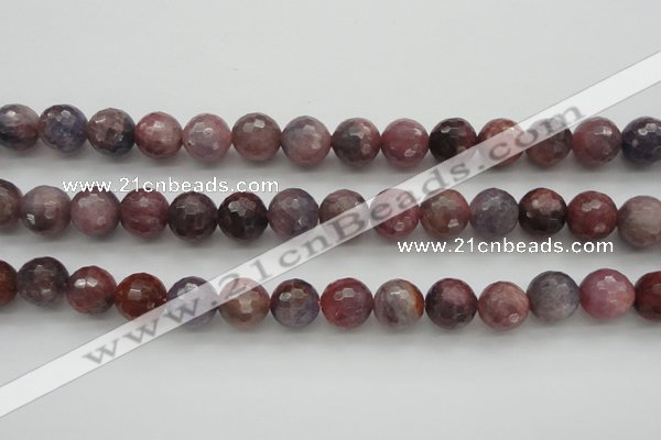 CRZ854 15.5 inches 10mm faceted round natural ruby gemstone beads