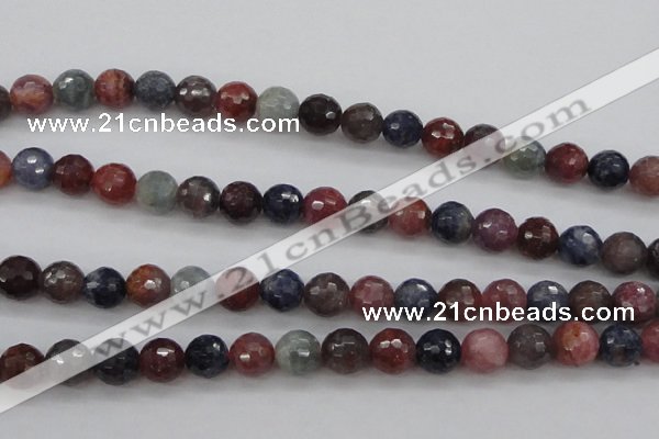 CRZ882 15.5 inches 8mm faceted round natural ruby sapphire beads