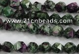 CRZ901 15.5 inches 6mm faceted nuggets Chinese ruby zoisite beads