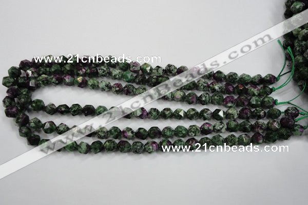 CRZ901 15.5 inches 6mm faceted nuggets Chinese ruby zoisite beads