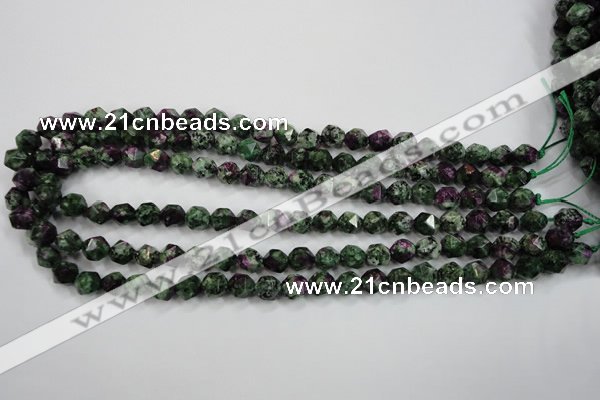 CRZ902 15.5 inches 8mm faceted nuggets Chinese ruby zoisite beads