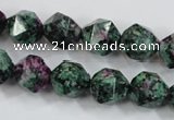 CRZ903 15.5 inches 10mm faceted nuggets Chinese ruby zoisite beads