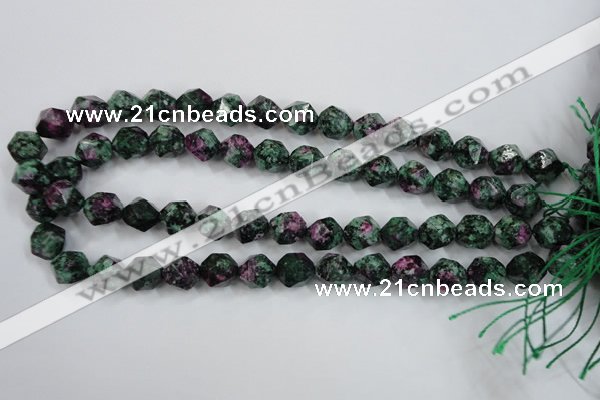 CRZ903 15.5 inches 10mm faceted nuggets Chinese ruby zoisite beads