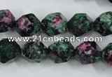 CRZ904 15.5 inches 12mm faceted nuggets Chinese ruby zoisite beads