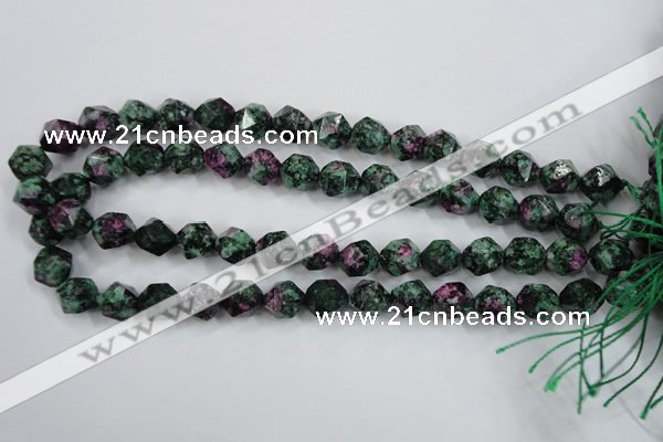 CRZ904 15.5 inches 12mm faceted nuggets Chinese ruby zoisite beads