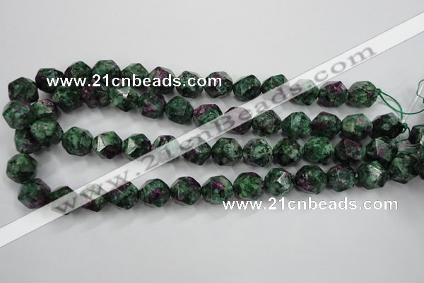 CRZ905 15.5 inches 14mm faceted nuggets Chinese ruby zoisite beads