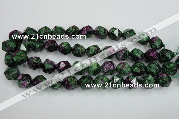 CRZ906 15.5 inches 16mm faceted nuggets Chinese ruby zoisite beads