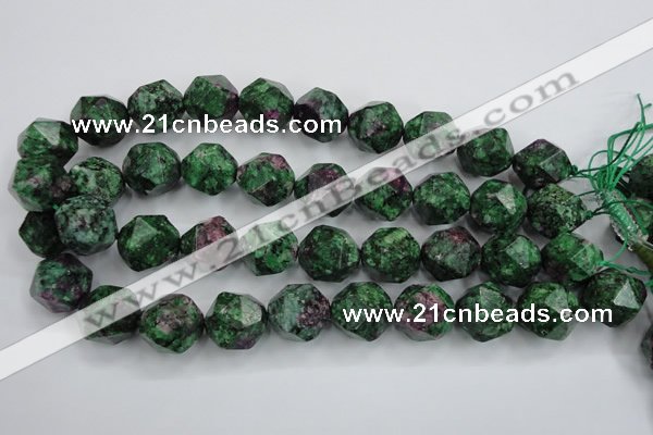 CRZ907 15.5 inches 18mm faceted nuggets Chinese ruby zoisite beads