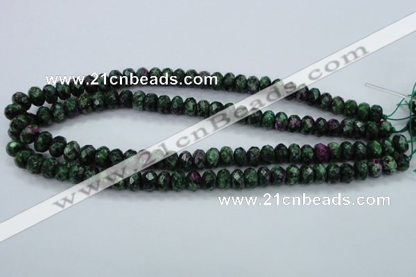 CRZ911 15.5 inches 6*10mm faceted rondelle Chinese ruby zoisite beads