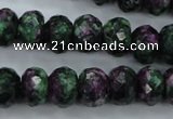 CRZ913 15.5 inches 10*14mm faceted rondelle Chinese ruby zoisite beads