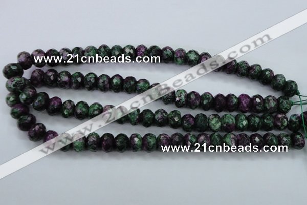 CRZ913 15.5 inches 10*14mm faceted rondelle Chinese ruby zoisite beads