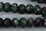 CRZ914 15.5 inches 12*16mm faceted rondelle Chinese ruby zoisite beads