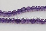 CSA12 15.5 inches 4mm faceted round synthetic amethyst beads