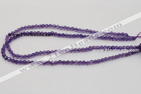 CSA12 15.5 inches 4mm faceted round synthetic amethyst beads