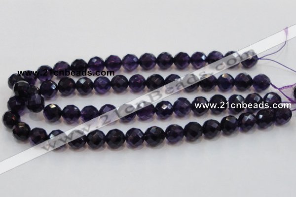 CSA18 15.5 inches 12mm faceted round synthetic amethyst beads