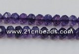 CSA20 15.5 inches 6*8mm faceted rondelle synthetic amethyst beads