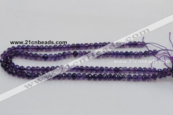 CSA20 15.5 inches 6*8mm faceted rondelle synthetic amethyst beads