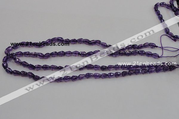 CSA24 15.5 inches 6*8mm faceted teardrop synthetic amethyst beads