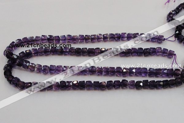 CSA26 15.5 inches 7*10mm faceted column synthetic amethyst beads