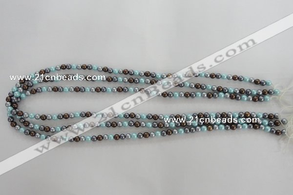 CSB1000 15.5 inches 4mm round mixed color shell pearl beads