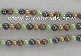 CSB1001 15.5 inches 4mm round mixed color shell pearl beads