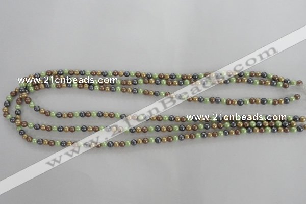 CSB1001 15.5 inches 4mm round mixed color shell pearl beads