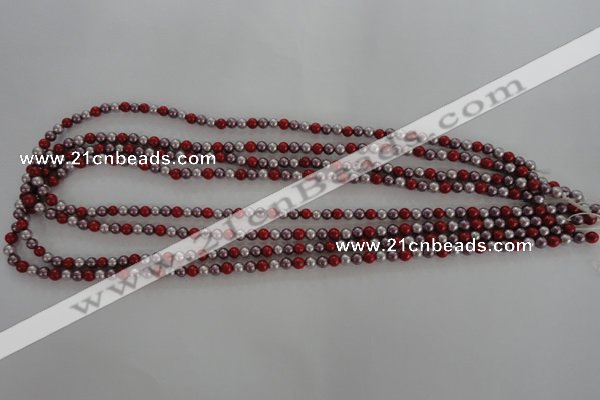 CSB1002 15.5 inches 4mm round mixed color shell pearl beads