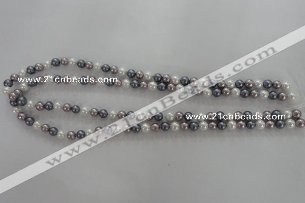 CSB1010 15.5 inches 6mm round mixed color shell pearl beads