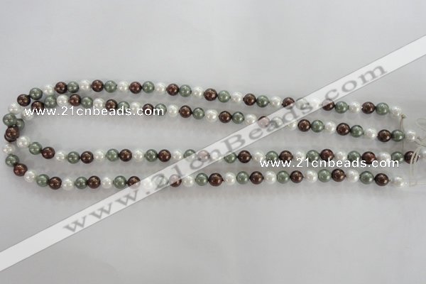 CSB1012 15.5 inches 6mm round mixed color shell pearl beads