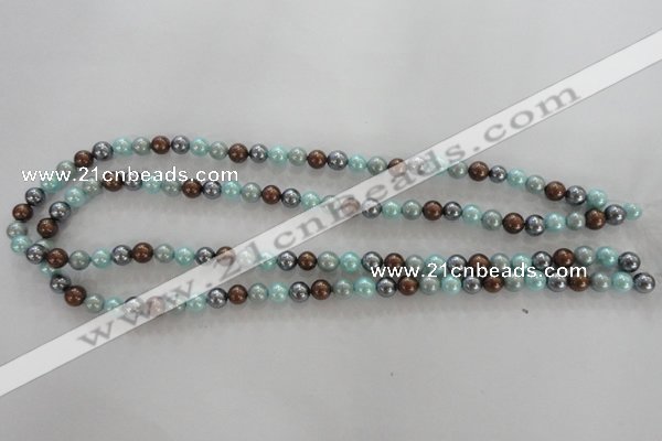 CSB1013 15.5 inches 6mm round mixed color shell pearl beads