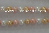 CSB1014 15.5 inches 6mm round mixed color shell pearl beads