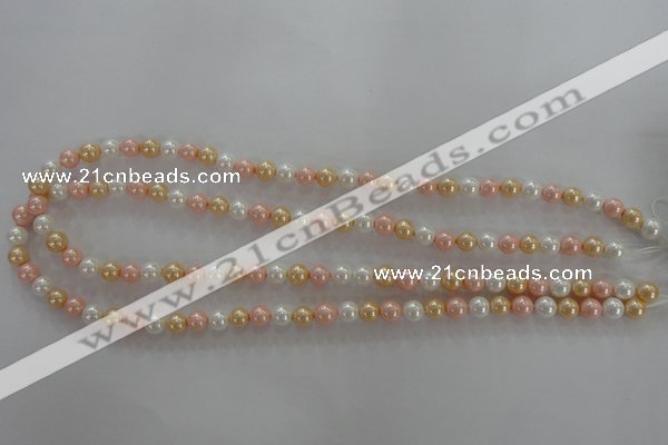 CSB1014 15.5 inches 6mm round mixed color shell pearl beads